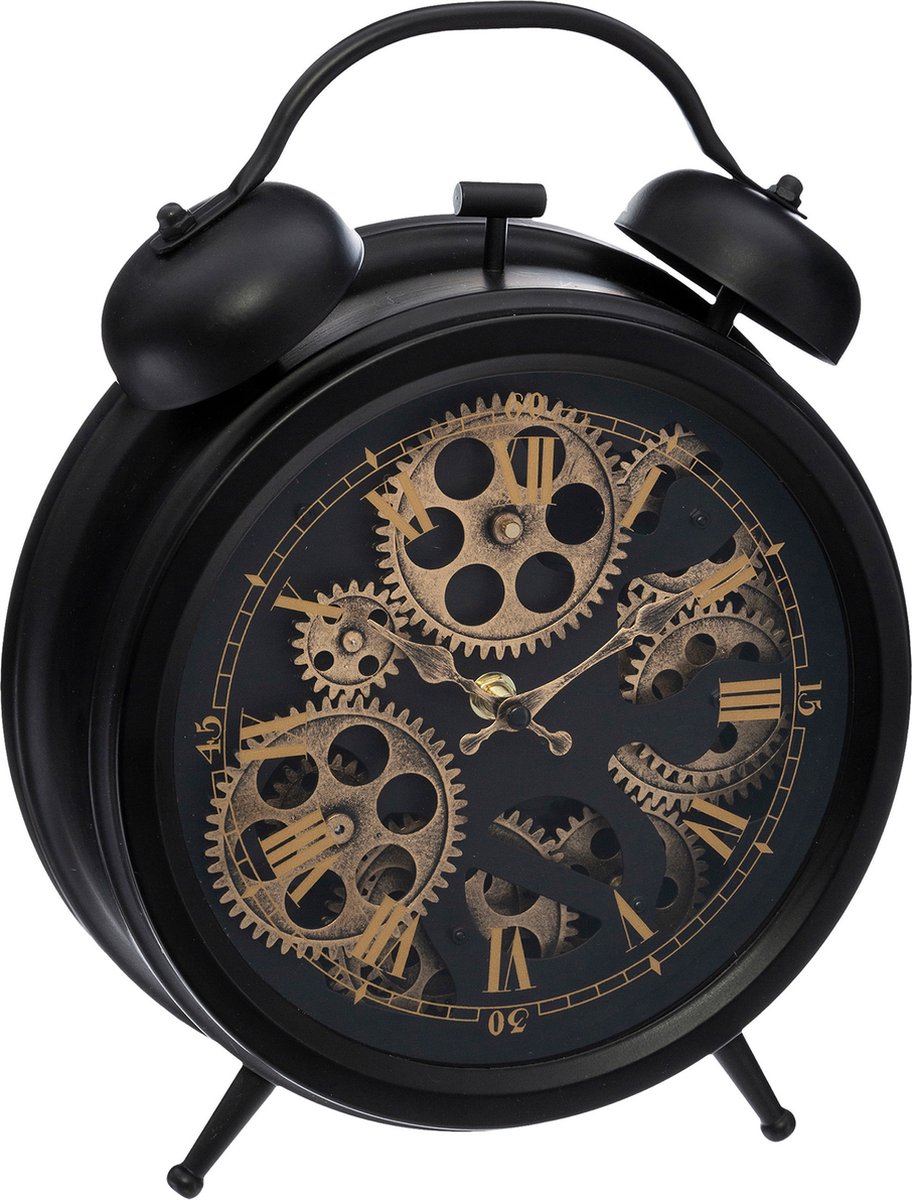 Atmosphera Horloge de table Lausanne - Look antique - noir - Dia 26 cm -  verre/métal