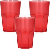 Limonade/drinkbeker onbreekbaar kunststof - 6x - rood - 430 ml - 12 x 9 cm - camping bekers