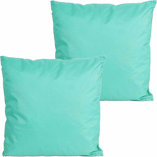 Coussins d'extérieur Anna's collection - 2x - bleu turquoise - 60 x 60 cm - intérieur/extérieur
