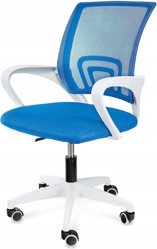 Chaise de bureau - 48x45x97 cm - pivotante - bleu, blanc