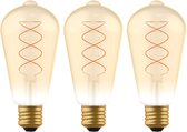 Proventa LED Filament lamp E27 - ⌀ 64 mm - Dimbaar - Warm wit - 3 pack Retro lampen