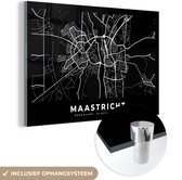 MuchoWow® Glasschilderij 180x120 cm - Schilderij acrylglas - Kaart - Maastricht - Zwart - Foto op glas - Schilderijen