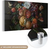 MuchoWow® Glasschilderij 160x80 cm - Schilderij acrylglas - Festoen van vruchten en bloemen - Schilderij van Jan Davidsz. de Heem - Foto op glas - Schilderijen