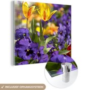 MuchoWow® Glasschilderij 50x50 cm - Schilderij acrylglas - Lente - Bloemen - Kleuren - Foto op glas - Schilderijen