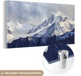MuchoWow® Glasschilderij 40x20 cm - Schilderij acrylglas - Himalaya - Berg - Sneeuw - Foto op glas - Schilderijen