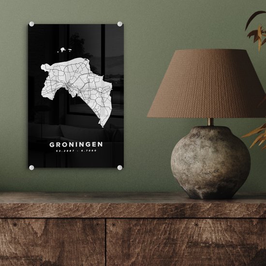 Peinture sur verre - Groningen - Pays- Nederland - Zwart - 20x30 cm - Peintures Plexiglas