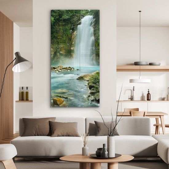 MuchoWow® Peinture sur Verre - Jungle - Nature - Cascade - 80x160 cm - Peintures sur Verre Acrylique - Photo sur Glas