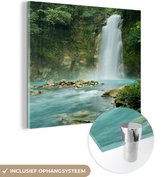 MuchoWow® Glasschilderij 20x20 cm - Schilderij acrylglas - Jungle - Natuur - Waterval - Foto op glas - Schilderijen