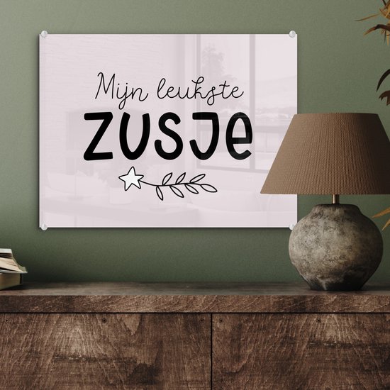 MuchoWow® Peinture sur verre 40x30 cm - Peinture sur verre acrylique - Citations - Dictons - Ma plus belle sœur - Sœur - Photo sur verre - Peintures