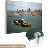 MuchoWow® Glasschilderij - San Francisco - Alcatraz - Eiland - 90x60 cm - Acrylglas Schilderijen - Foto op Glas