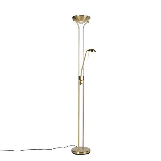 QAZQA diva - Moderne LED Dimbare Vloerlamp | Staande Lamp met Dimmer met  leeslamp - 2... | bol.com