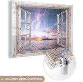 MuchoWow® Peinture sur Verre - Voir à Travers - Mer - Île - 90x60 cm - Peintures Acrylique - Photo sur Glas