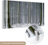 MuchoWow® Glasschilderij 80x40 cm - Schilderij acrylglas - Bomen - Winter - Sneeuw - Foto op glas - Schilderijen