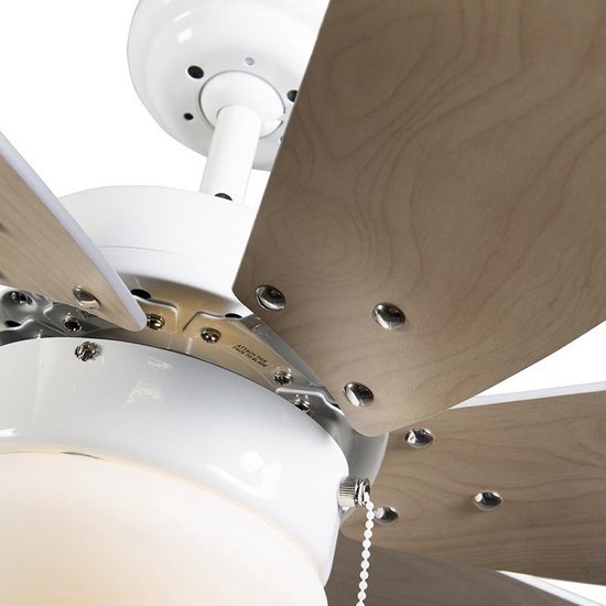 QAZQA fresh - Kleine Stille Plafondventilator met Verlichting | Lamp - 1 lichts - Ø 800 mm - Wit - Woonkamer | Slaapkamer | Keuken - QAZQA