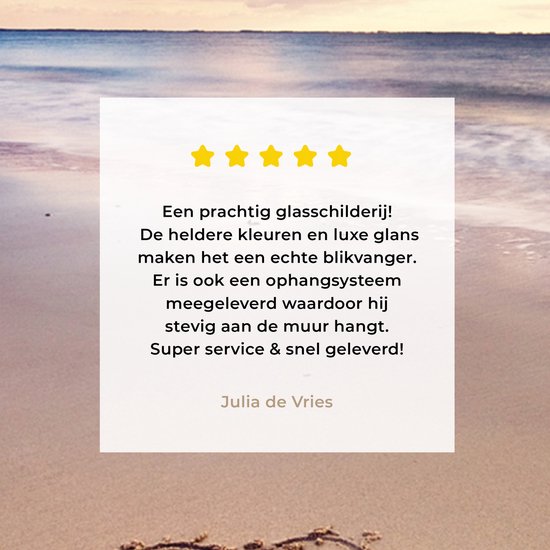 MuchoWow® Glasschilderij 20x20 cm - Schilderij acrylglas - Nederland - Hart - Strand - Foto op glas - Schilderijen