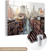 MuchoWow® Glasschilderij 90x60 cm - Schilderij acrylglas - Straten van New York - Foto op glas - Schilderijen