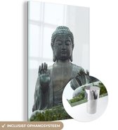 MuchoWow® Glasschilderij 20x30 cm - Schilderij acrylglas - Tian Tan Boeddha - Foto op glas - Schilderijen