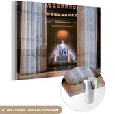 MuchoWow® Glasschilderij 120x80 cm - Schilderij acrylglas - Mooie lichtbogen om het Lincoln Memorial in Washington - Foto op glas - Schilderijen