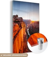 MuchoWow® Glasschilderij 40x60 cm - Schilderij acrylglas - Zonsopkomst in de Grand Canyon - Foto op glas - Schilderijen