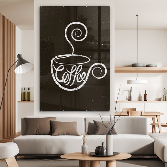 MuchoWow® Peinture sur verre 120x180 cm - Peinture sur verre acrylique - Dictons - Tableau noir - Citations - Coffee - Photo sur verre - Peintures