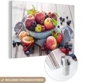 MuchoWow® Glasschilderij 120x80 cm - Schilderij acrylglas - Kom - Fruit - Schaal - Foto op glas - Schilderijen