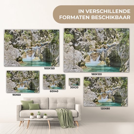 Peinture sur Verre - Rivière Soca et Rochers Calcaires dans le Parc National du Triglav en Slovénie - 150x100 cm - Peintures sur Verre Peintures - Photo sur Glas