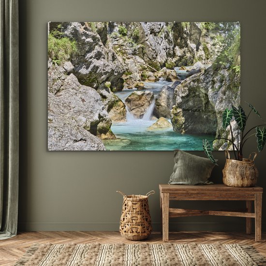 Peinture sur Verre - Rivière Soca et Rochers Calcaires dans le Parc National du Triglav en Slovénie - 150x100 cm - Peintures sur Verre Peintures - Photo sur Glas