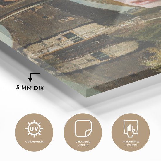 MuchoWow® Peinture sur verre 60x90 cm - Peinture sur verre acrylique - Fille à la boucle d'oreille en perle - Johannes Vermeer - Moulin - Photo sur verre - Peintures