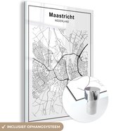 MuchoWow® Glasschilderij 30x40 cm - Schilderij acrylglas - Stadskaart - Zwart Wit - Maastricht - Foto op glas - Schilderijen - Plattegrond
