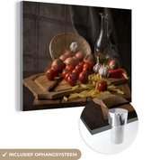 MuchoWow® Peinture sur Verre - Planche à Découper - Légumes - Nature Morte - Pâtes - Out - Tomate - Planche à Découper - 120x90 cm - Peintures sur Verre Acrylique - Photo sur Glas