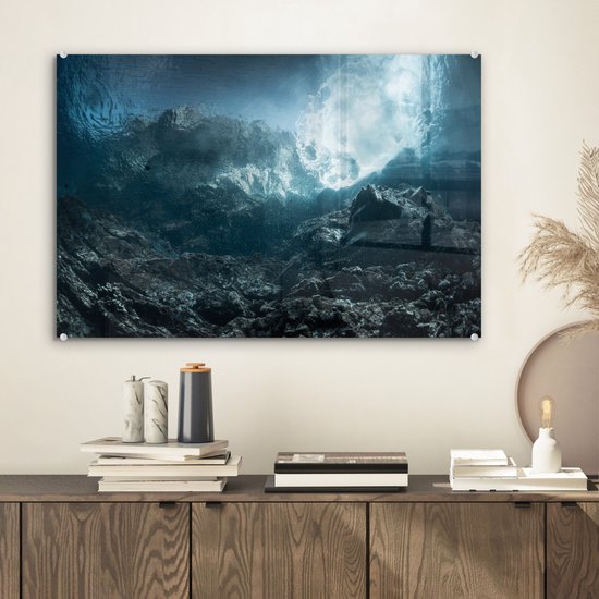 Glas à eau Dark Rocks 60x40 cm - Tirage photo sur Glas (décoration murale en plexiglas)