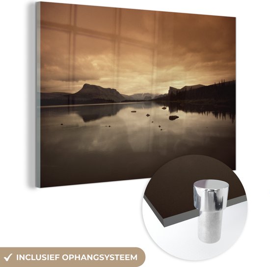 MuchoWow® Peinture sur verre - Coucher de soleil au parc national de Sarek en Suède - 150x100 cm - Peintures sur verre acrylique - Photo sur Glas