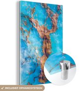 MuchoWow® Glasschilderij 40x60 cm - Schilderij acrylglas - Zeewier - Water - Blauw - Foto op glas - Schilderijen