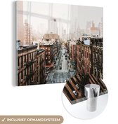 MuchoWow® Glasschilderij 40x30 cm - Schilderij acrylglas - New York - Skyline - Manhattan - Foto op glas - Schilderijen