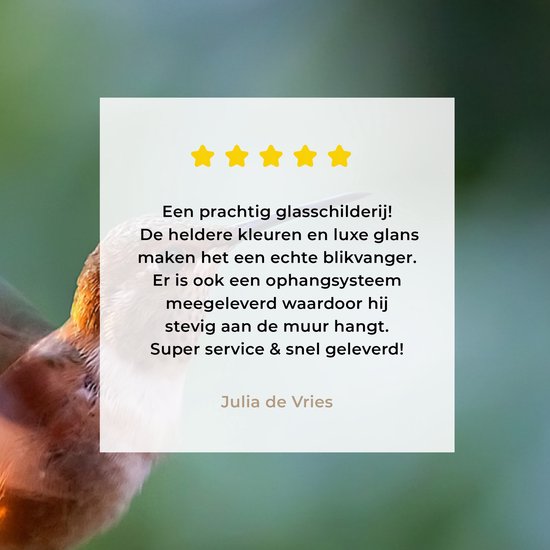 MuchoWow® Peinture sur verre - Vogel - Colibri - Bloem - 40x30 cm - Peintures sur verre acrylique - Photo sur Glas