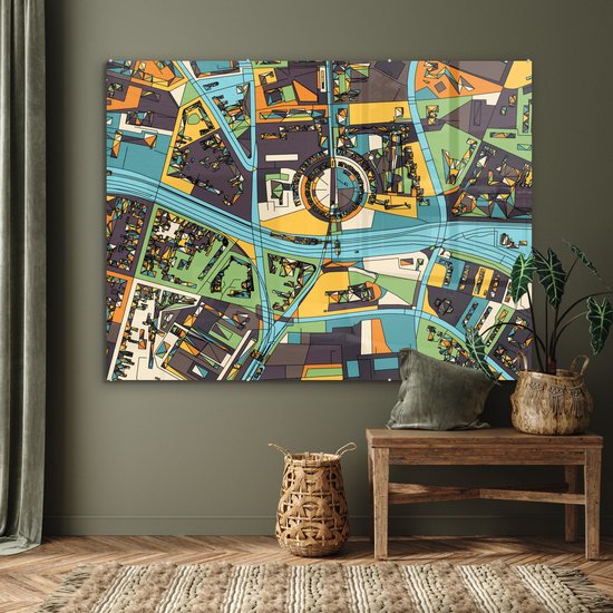 MuchoWow® Peinture sur verre 160x120 cm - Peinture sur verre acrylique - Illustration de la ville de Berlin - Photo sur verre - Peintures