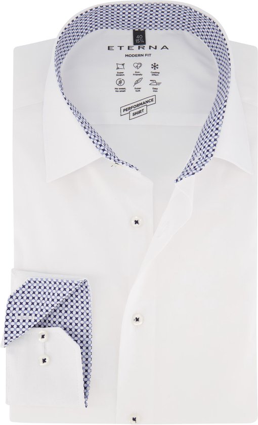 Chemise ETERNA modern fit - longueur manches 72 cm - chemise homme lyocell super stretch - blanc (contraste) - Repassage facile - Taille col : 40