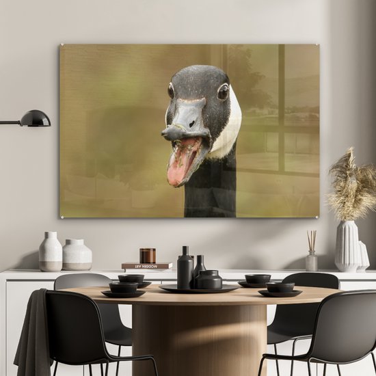 MuchoWow® Peinture sur verre 120x80 cm - Peinture sur verre acrylique - Tête d'oiseau de grande bernache du Canada - Photo sur verre - Peintures