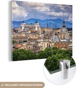 MuchoWow® Glasschilderij 160x120 cm - Schilderij acrylglas - Rome - Uitzicht - Italië - Foto op glas - Schilderijen