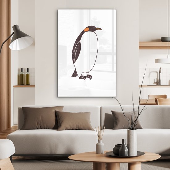 MuchoWow® Peinture sur Verre - Pingouin - Enfants - Wit - Kids - Garçons - Filles - 60x90 cm - Peintures sur Verre Acrylique - Photo sur Glas