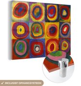 MuchoWow® Glasschilderij 40x30 cm - Schilderij acrylglas - Vierkanten met cirkels; een kleurenstudie - schilderij van Wassily Kandinsky - Foto op glas - Schilderijen