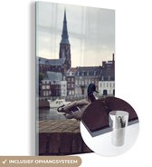 MuchoWow® Glasschilderij 80x120 cm - Schilderij acrylglas - Maastricht - Maas - Eend - Foto op glas - Schilderijen