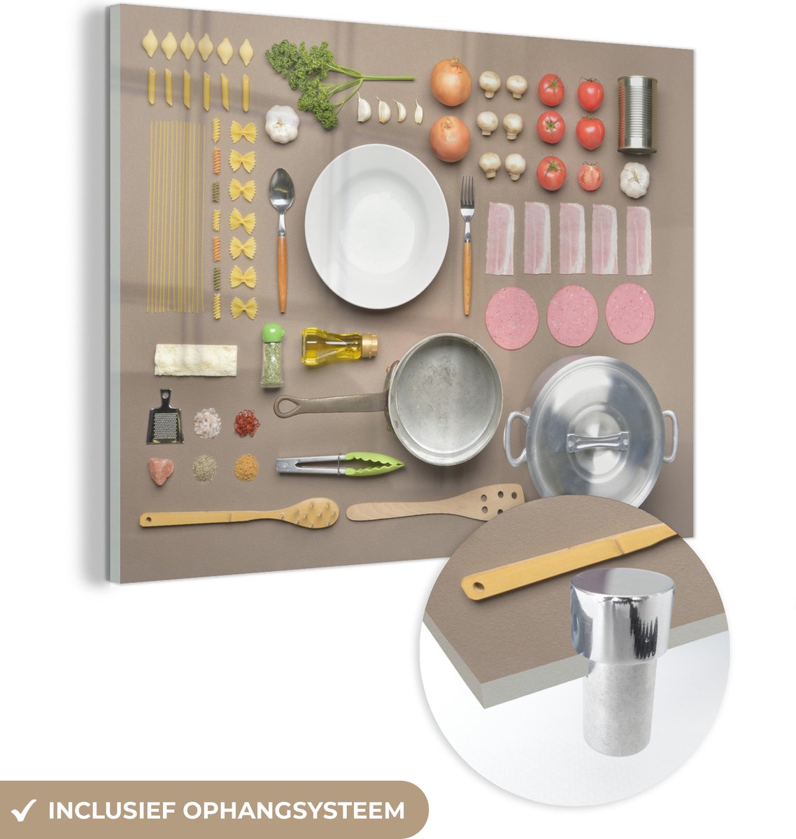 ® Glasschilderij 80x60 cm - Schilderij acrylglas - Knolling - verzameling van Italiaans et