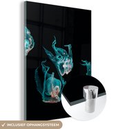 MuchoWow® Glasschilderij 60x80 cm - Schilderij acrylglas - Kwal - Zeedieren - Zwart - Foto op glas - Schilderijen