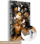 MuchoWow® Peinture sur verre - Femmes - Or - Fleurs - 40x60 cm - Peintures sur verre acrylique - Photo sur Glas