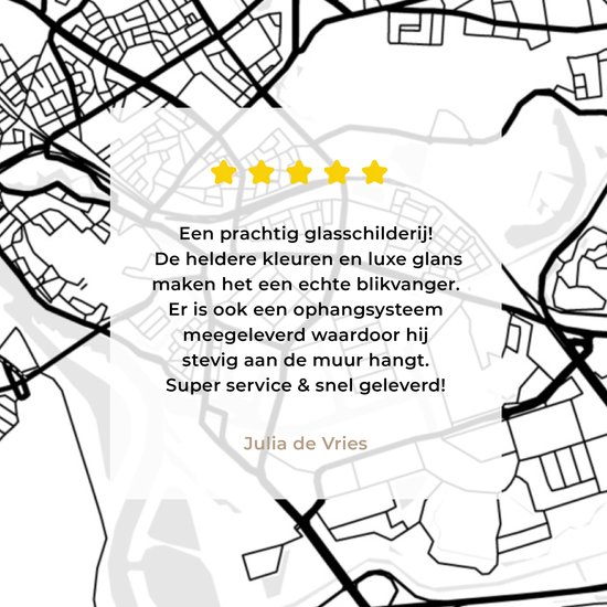 MuchoWow® Peinture sur Verre - Carte - Deventer - Zwart - Wit - 20x20 cm - Peintures sur Verre Acrylique - Photo sur Glas