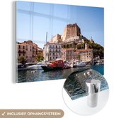 MuchoWow® Peinture sur verre 120x80 cm - Peinture sur verre acrylique - Port en Corse - Photo sur verre - Peintures