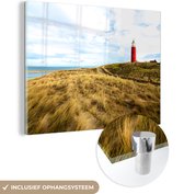 MuchoWow® Peinture sur verre 80x60 cm - Peinture sur verre acrylique - Plage - Phare - Dune - Photo sur verre - Peintures