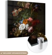 MuchoWow® Peinture sur Verre - Vase avec Fleurs - Peinture de Rachel Ruysch - 40x30 cm - Peintures sur Verre Acrylique - Photo sur Glas