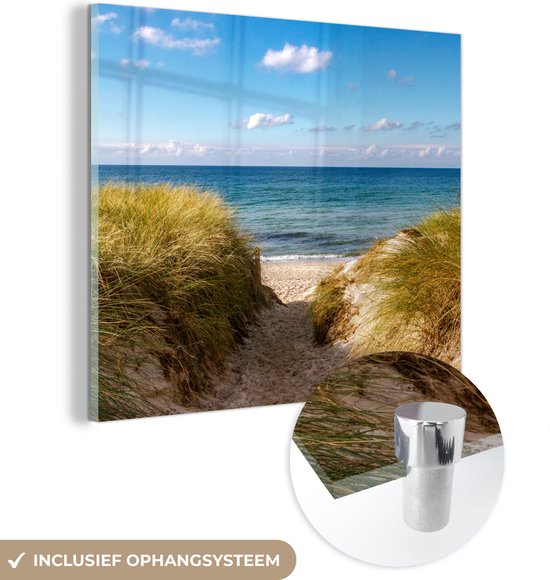 MuchoWow® Glasschilderij 90x90 cm - Schilderij acrylglas - Strand - Wolken - Duitsland - Foto op glas - Schilderijen